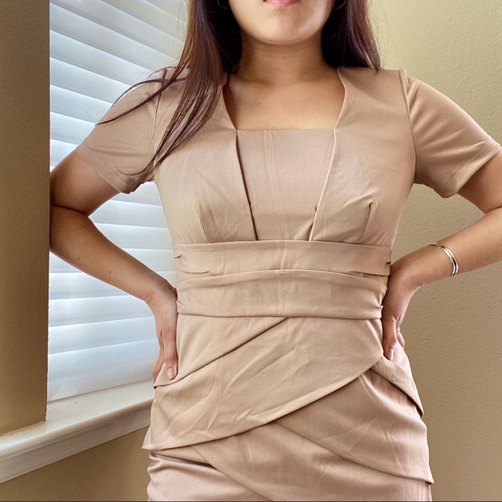 Formal Nude Color Body Con Dress